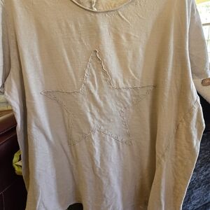 Cream Star Embroidered Top..magnolia Pearl